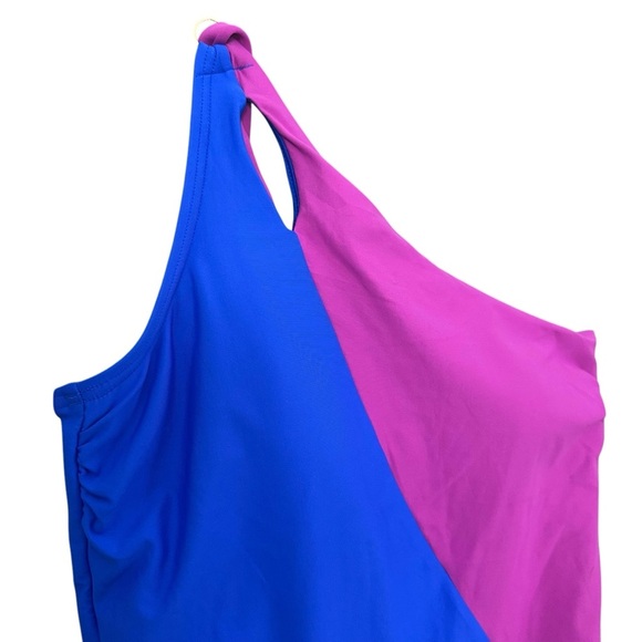 NWT LANDS END' UPF 50 Tummy Control‎ One Shoulder One-Piece Swimsuit 14 - Picture 6 of 12